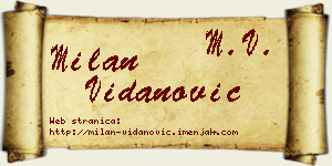 Milan Vidanović vizit kartica
